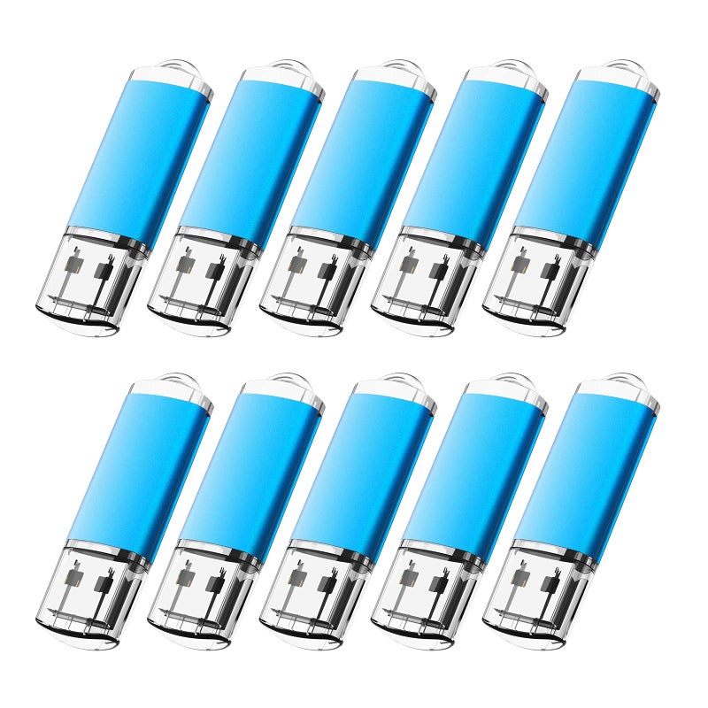 KOOTION 1GB Flash Drive 10 Pack USB 2.0 Memory Stick Capped Jump Drive Thumb Drive, Blue - Image 1